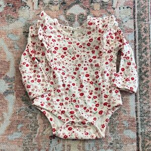 Pehr Floral Ruffle Long Sleeve Bodysuit